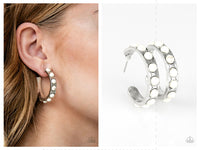 Western Watering Hole - White Hoop Earring