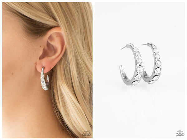 Welcome To Glam Town - White Hoop Earring