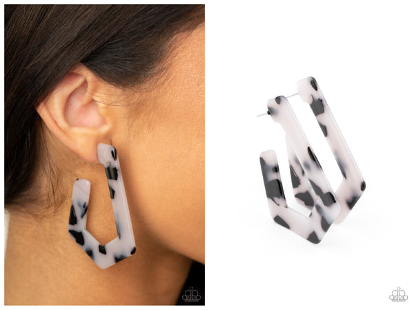 Flat Out Fearless - White Hoop Earring