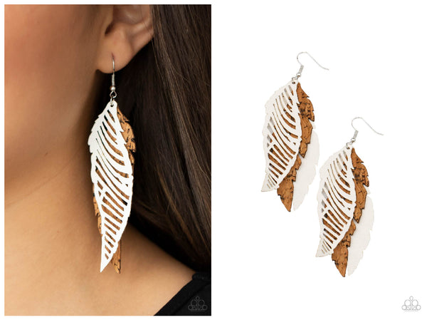 WINGING Off The Hook - White Earring