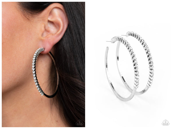 Making Rounds - White Hoop Earring