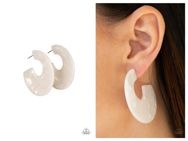 Tropically Torrid - White Hoop Earring