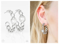 Fine Finery - White Hoop Earring