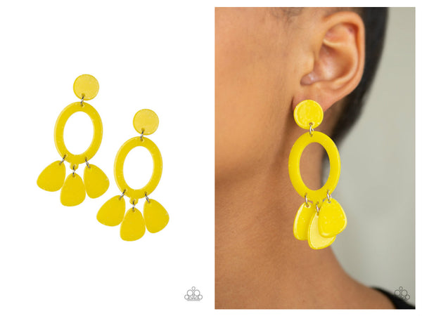 Sparkling Shores - Yellow Post Earrings