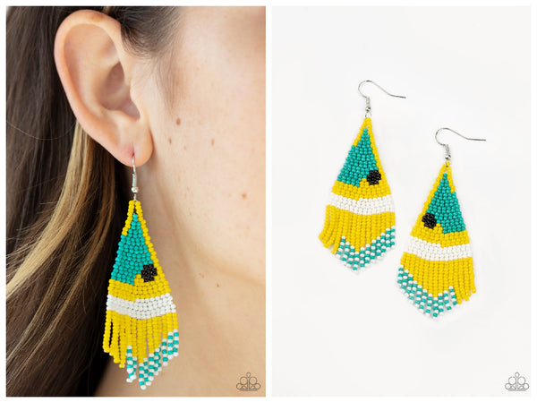 Brightly Beaded - Yellow Earring