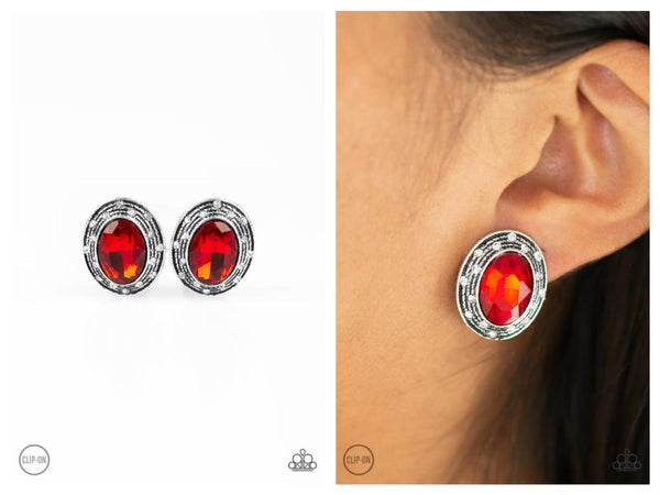 East Side Etiquette - Red Clip-on Earring