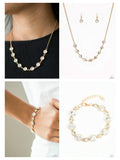 Gold and White Rhinestone Matching Set