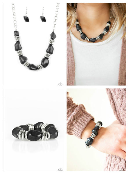 Black Crackle Stone Matching Set