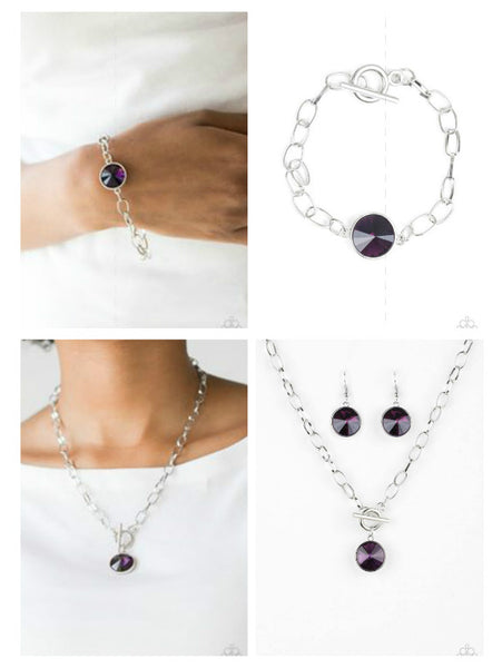 Silver and Amethyst Purple Matching Set