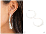 Glamour Graduate - White Hoop Earring