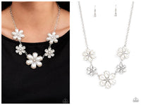 Fiercely Flowering - White Necklace