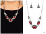 Textured TRAPEZOID - Red Necklace