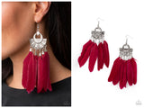 Plume Paradise - Red Earring