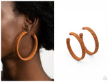 Suede Parade - Brown Hoop Earring