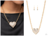 Heartbreakingly Blingy - Gold Necklace