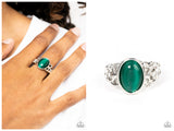Crystals and Cats Eye - Green Ring