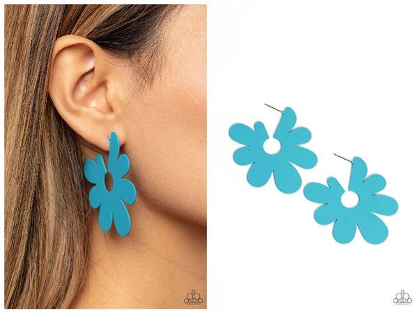 Flower Power Fantasy - Blue Hoop Earring