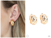 Wrought With Edge - Gold Clip-on Earring