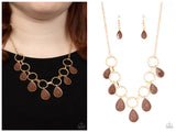Golden Glimmer - Brown Necklace
