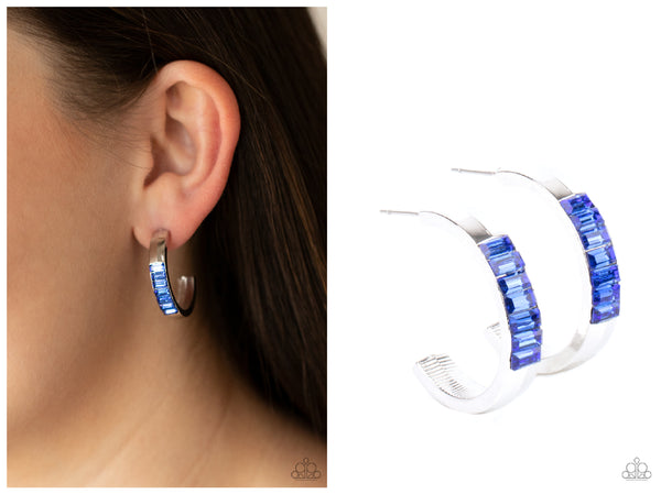 Bursting With Brilliance - Blue Hoop Earring