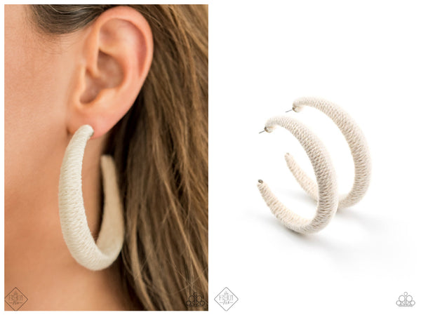 TWINE and Dine - White Hoop Earring