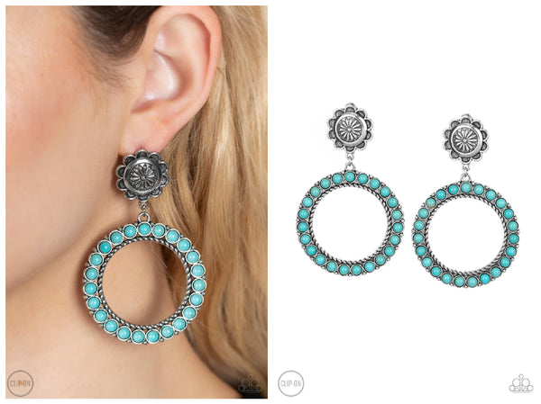 Playfully Prairie - Blue Clip-on Earring