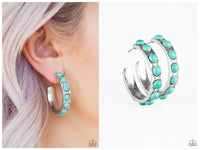 Western Watering Hole - Blue Hoop Earring