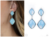 Double Dipping Diamonds - Blue Clip-on Earring