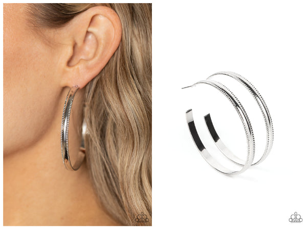 Monochromatic Magnetism - Silver Hoop Earring