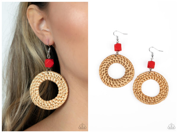 Wildly Wicker - Red Earring