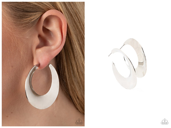 Power Curves - Silver Hoop Earring