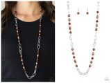Tea Party Tango - Brown Necklace