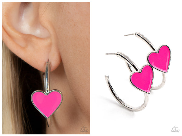 Kiss Up - Pink Hoop Earring