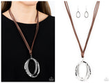 Long OVAL-due - Brown Necklace