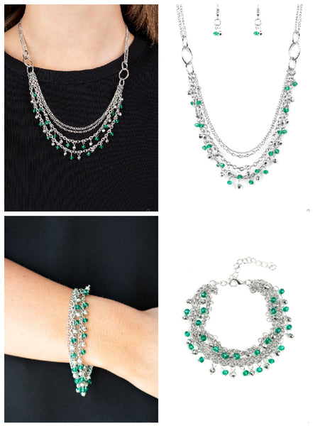 Emerald Green Beaded Set