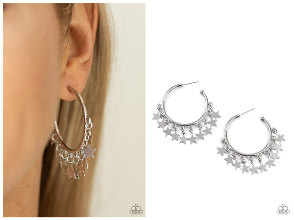 Happy Independence Day - Silver Hoop Earring