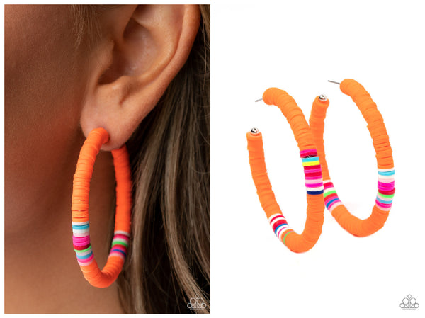 Colorfully Contagious - Orange Hoop Earring