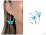 Bohemian Butterfly - Blue Hoop Earring