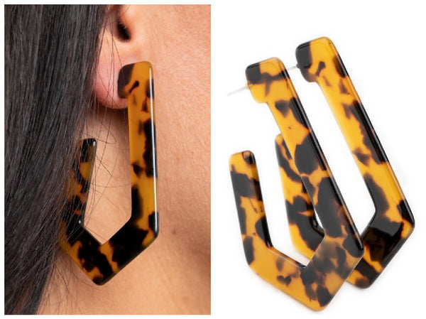 Flat Out Fearless - Brown Hoop Earring