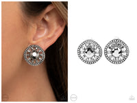 Dazzling Definition - Silver Clip-on Earring