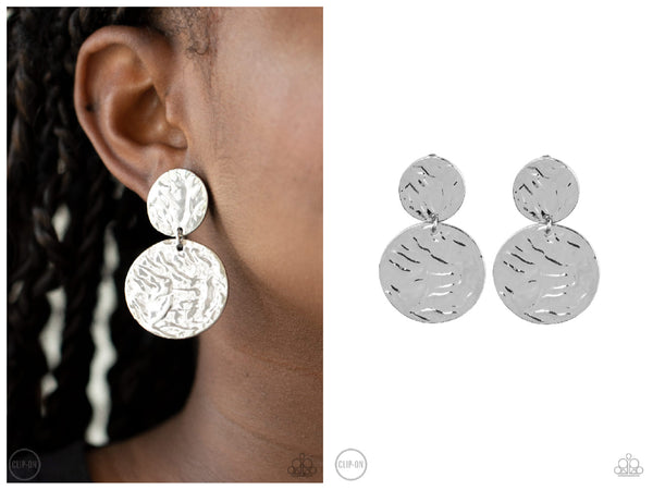 Relic Ripple - Silver Clip-on Earring