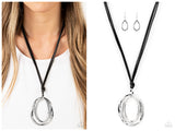 Long OVAL-due - Black Necklace
