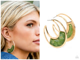 Contemporary Curves - Green Hoop Earring