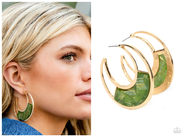 Contemporary Curves - Green Hoop Earring