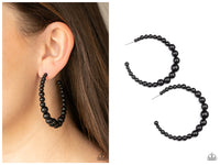 Glamour Graduate - Black Hoop Earring