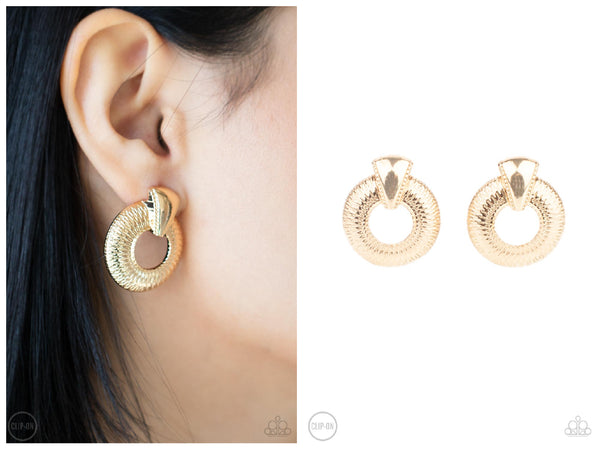 Industrial Innovator - Gold Clip-on Earring