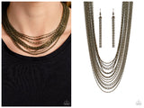 Cascading Chains - Brass Necklace