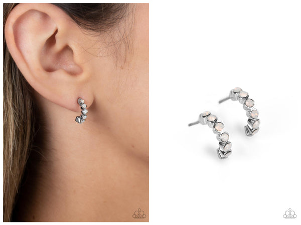 Carefree Couture - White Hoop Earring