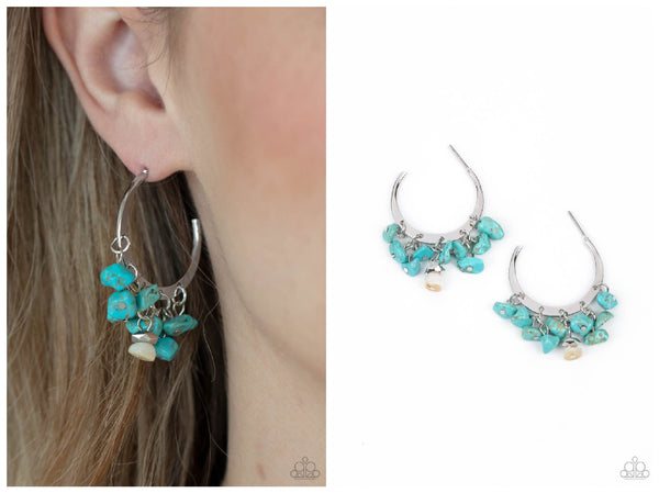 Gorgeously Grounding - Blue Hoop Earring