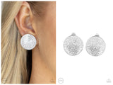 Drama on Demand - White Clip-on Earring